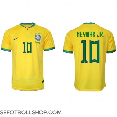 Billiga Brasilien Neymar Jr #10 Hemma fotbollskläder VM 2022 Kortärmad